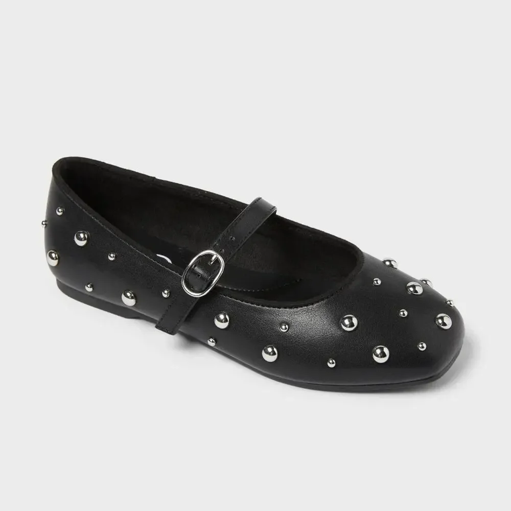 Art Class Madison Studded Ballet Flats Black Kids 13 NWT